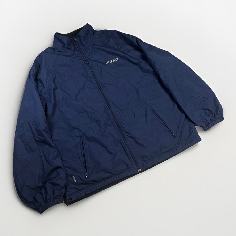 Reebok Vintage Y2K Street wear Reversible Windbreaker Jacket Nvy/Blk Size M